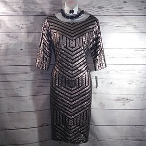 R&M Richards 10P black silver sequin dress